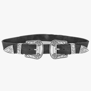 Brave leather double buckle western belt - Daphne - 28 inches